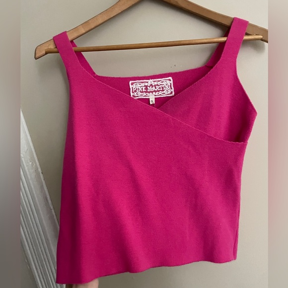Pink Martini fuchsia cross knit tank size s - Picture 2 of 4